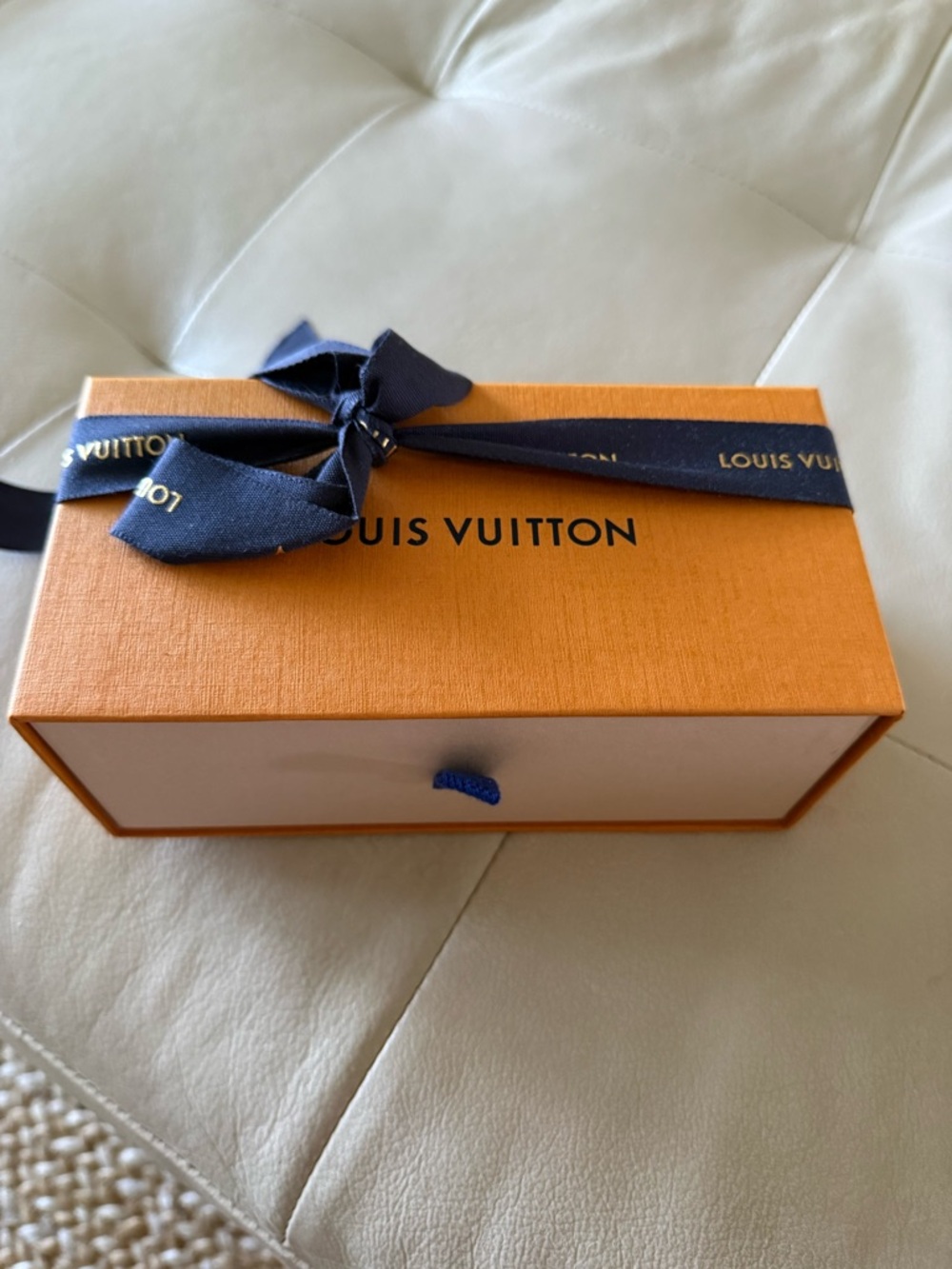 Louis Vuitton Orange Box with Navy Ribbon Accent